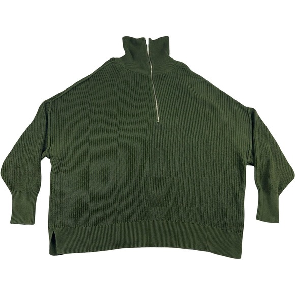 torrid Sweaters - Torrid Quarter Zip Sweater Womens 3 Green Ribbed Knit Oversized Mock Neck